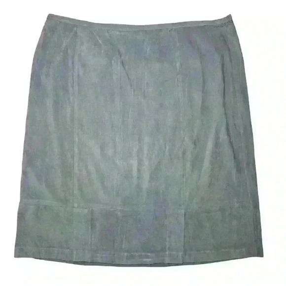 Norton McNaughton Grey Front Slit Plus Size Knee Length Skirt - Picture 1 of 8